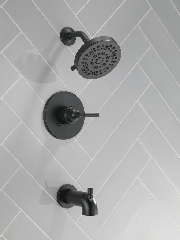 Delta Saylor™: Monitor® 14 Series Tub & Shower Trim - Single Handle Lever - Matte Black
