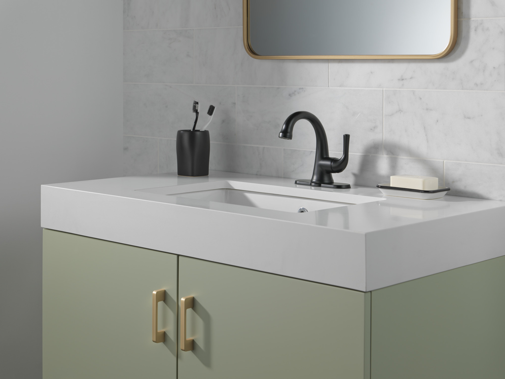 Delta Kayra®: Single Handle Bathroom Faucet - Single Handle Lever - Matte Black