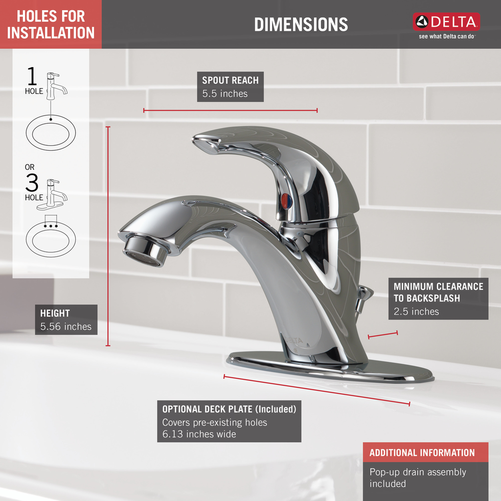Delta Classic: Single Handle Bathroom Faucet - Single Handle Blade - Chrome