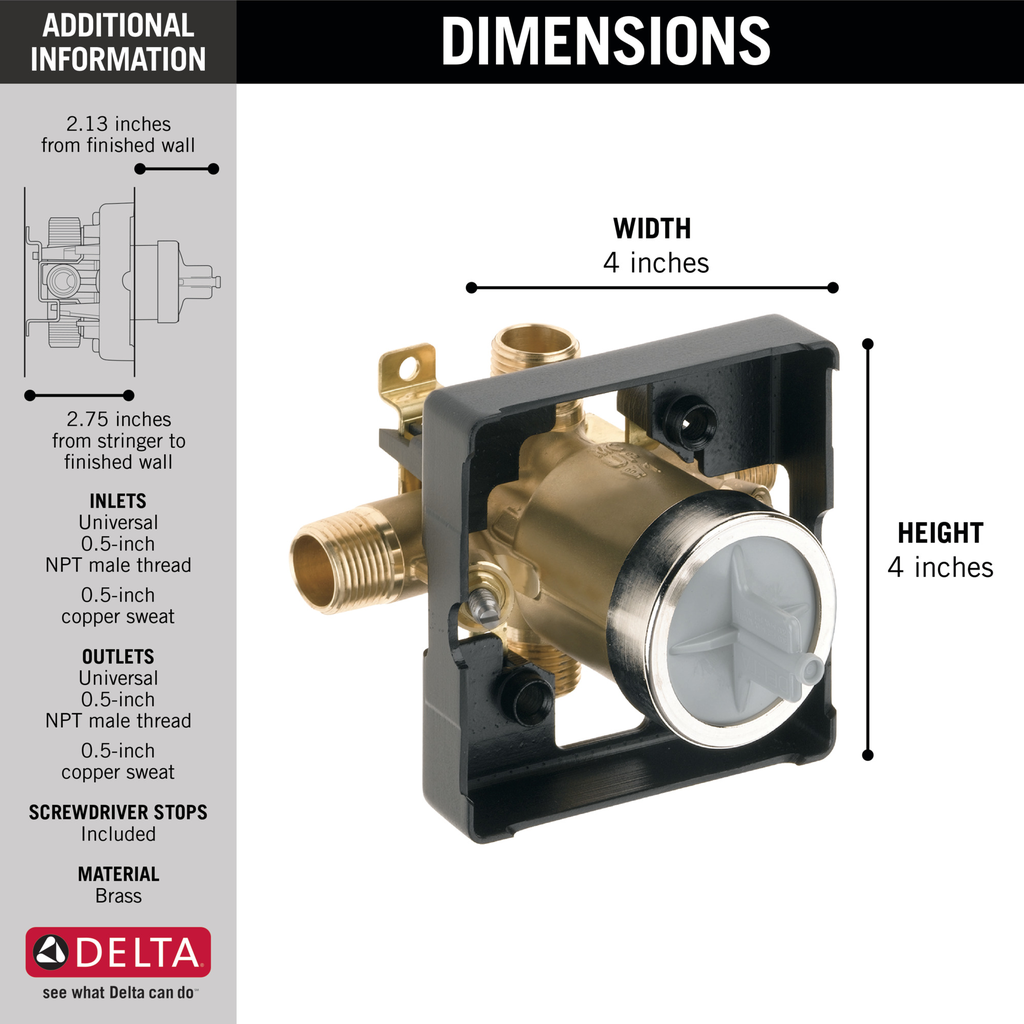Delta Other: Multichoice® Universal Tub / Shower Rough - Universal Inlets / Outlets