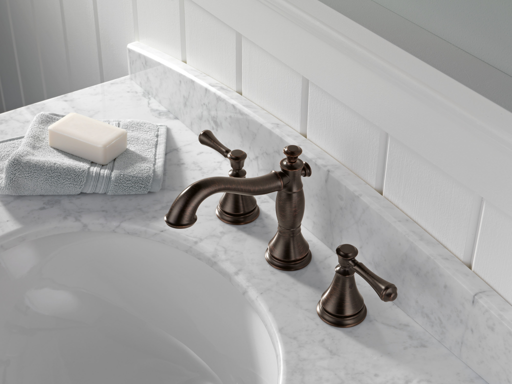 Delta Cassidy®: Two Handle Widespread Bathroom Faucet - Two Handle Lever - Venetian Bronze
