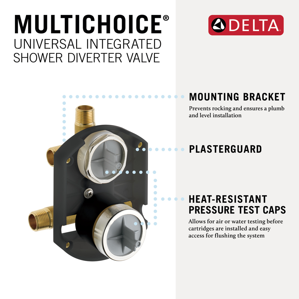Delta Other: Multichoice® Universal Integrated Shower Diverter Rough Universal Inlets / Outlets