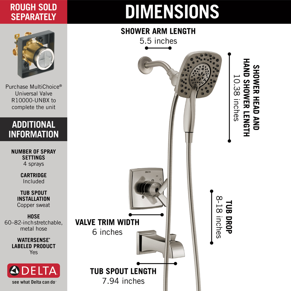 Delta Ashlyn®: Monitor® 17 Series Shower Trim With In2Ition® - Single Handle Lever - Stainless