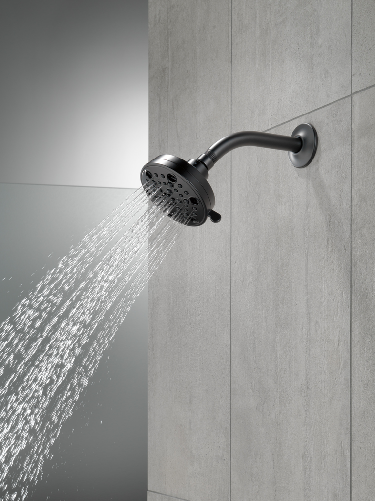 Delta Universal Showering Components: H2Okinetic® 5-Setting Contemporary Shower Head - Matte Black