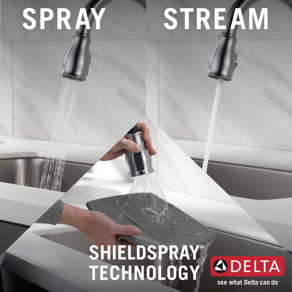 Delta Leland®: Single Handle Pull-Down Kitchen Faucet With Shieldspray® Technology - Single Handle Lever - Arctic Stainless