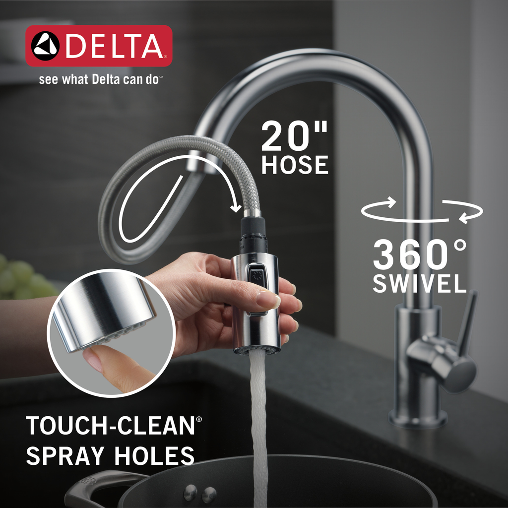 Delta Trinsic®: Single Handle Pull-Down Kitchen Faucet - Single Handle Lever - Arctic Stainless