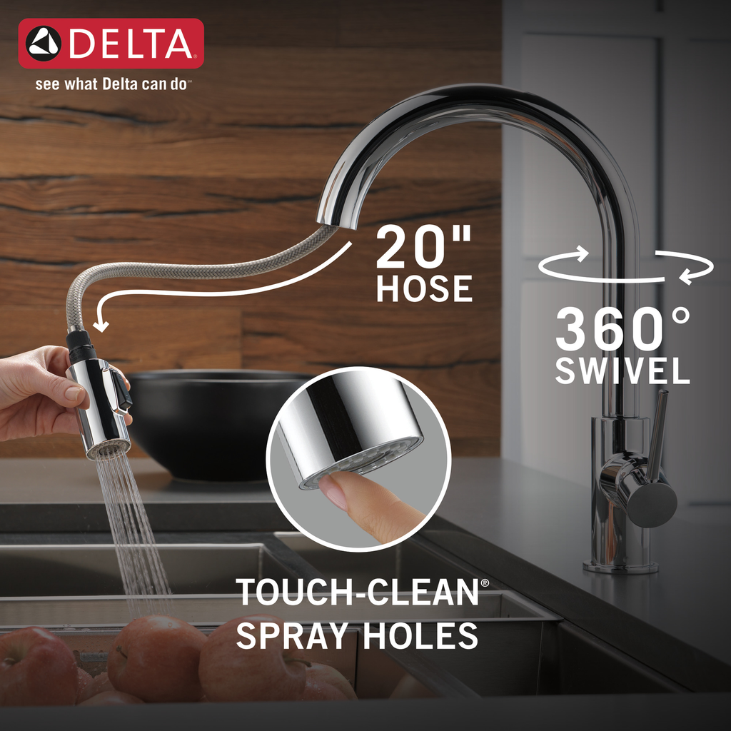 Delta Trinsic®: Single Handle Pull-Down Kitchen Faucet - Single Handle Lever - Chrome