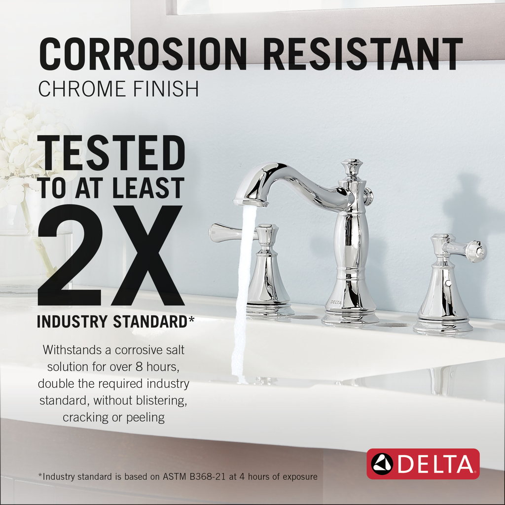 Delta Cassidy®: Two Handle Widespread Bathroom Faucet - Two Handle Lever - Chrome
