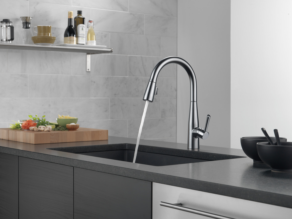 Delta Essa®: Single Handle Pull-Down Kitchen Faucet - Single Handle Lever - Arctic Stainless
