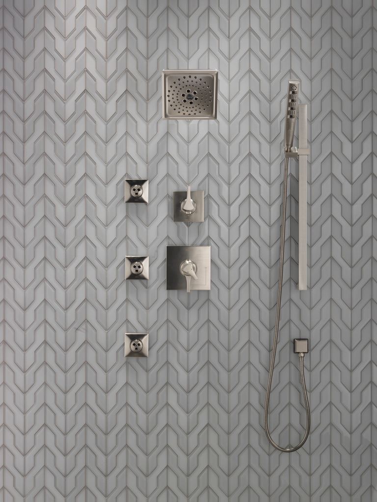 Delta Universal Showering Components: Square Wall Elbow For Hand Shower - Stainless