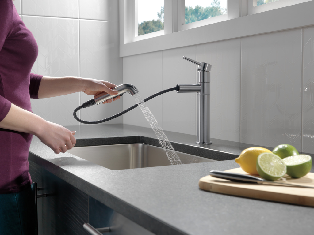 Delta Trinsic®: Single Handle Pull-Out Kitchen Faucet - Single Handle Lever - Arctic Stainless