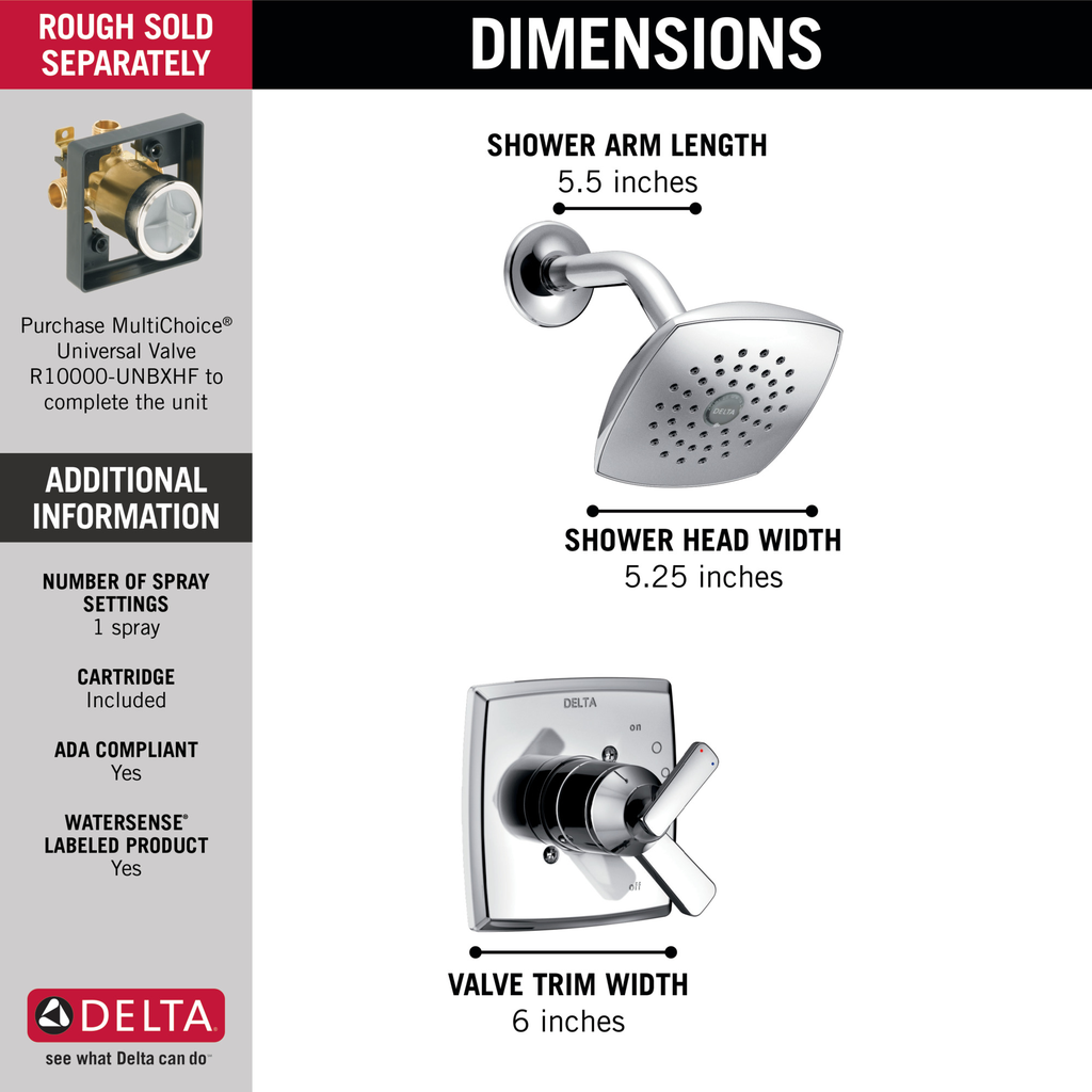 Delta Ashlyn®: Monitor® 17 Series Shower Trim - Single Handle Lever - Chrome