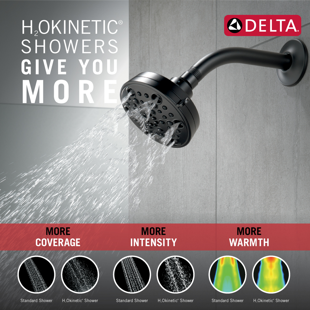 Delta Universal Showering Components: H2Okinetic® 5-Setting Contemporary Shower Head - Matte Black
