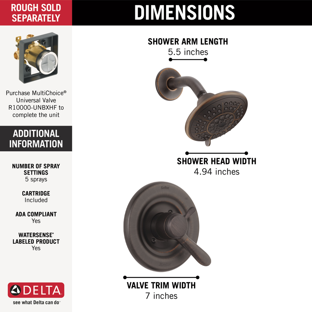 Delta Lahara®: Monitor® 17 Series Shower Trim - Single Handle Lever - Venetian Bronze
