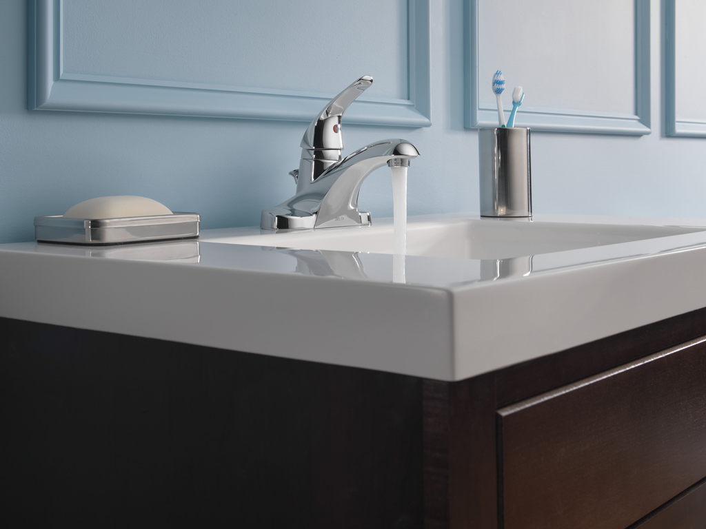 Delta Foundations®: Single Handle Centerset Bathroom Faucet - Single Handle Lever - Chrome