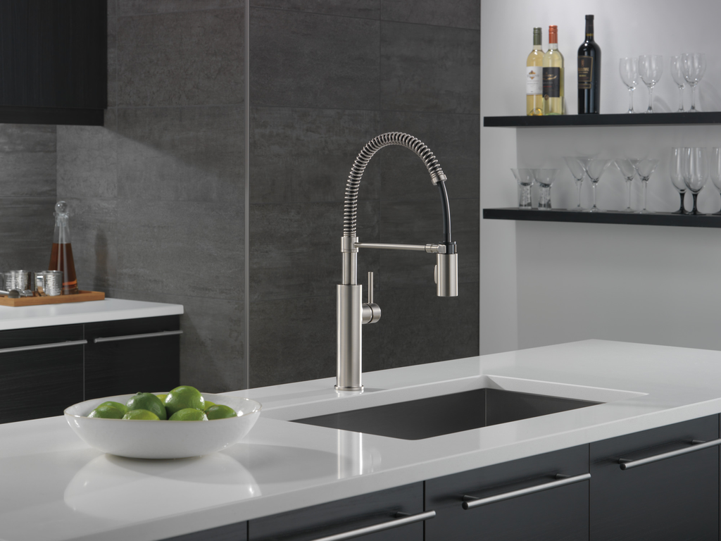 Delta Antoni®: Single-Handle Pull-Down Spring Kitchen Faucet - Single Handle Lever - Spotshield Stainless