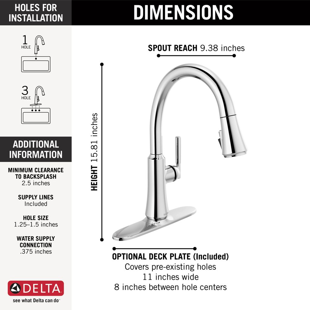 Delta Coranto®: Single Handle Pull-Down Kitchen Faucet - Single Handle Lever - Chrome