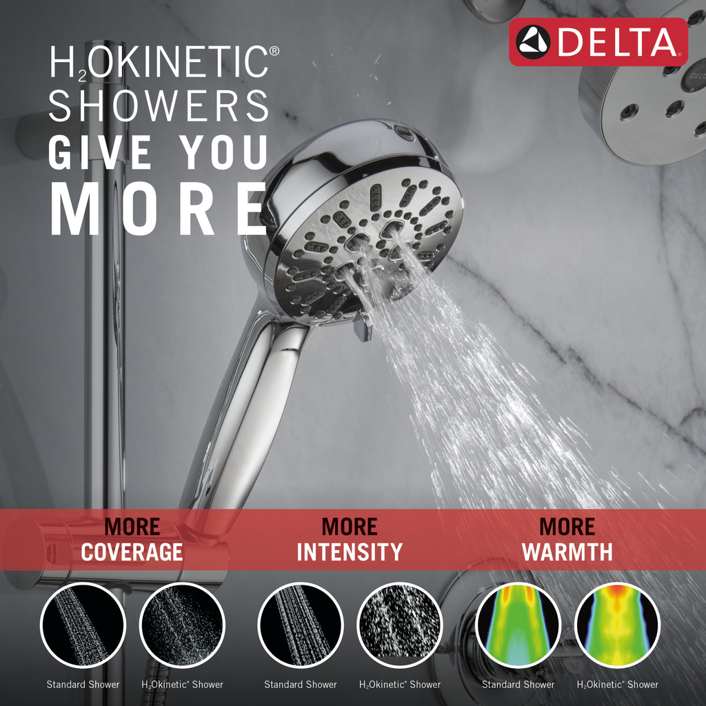 Delta Universal Showering Components: 7-Setting Slide Bar Hand Shower With Cleaning Spray - Lumicoat® Chrome