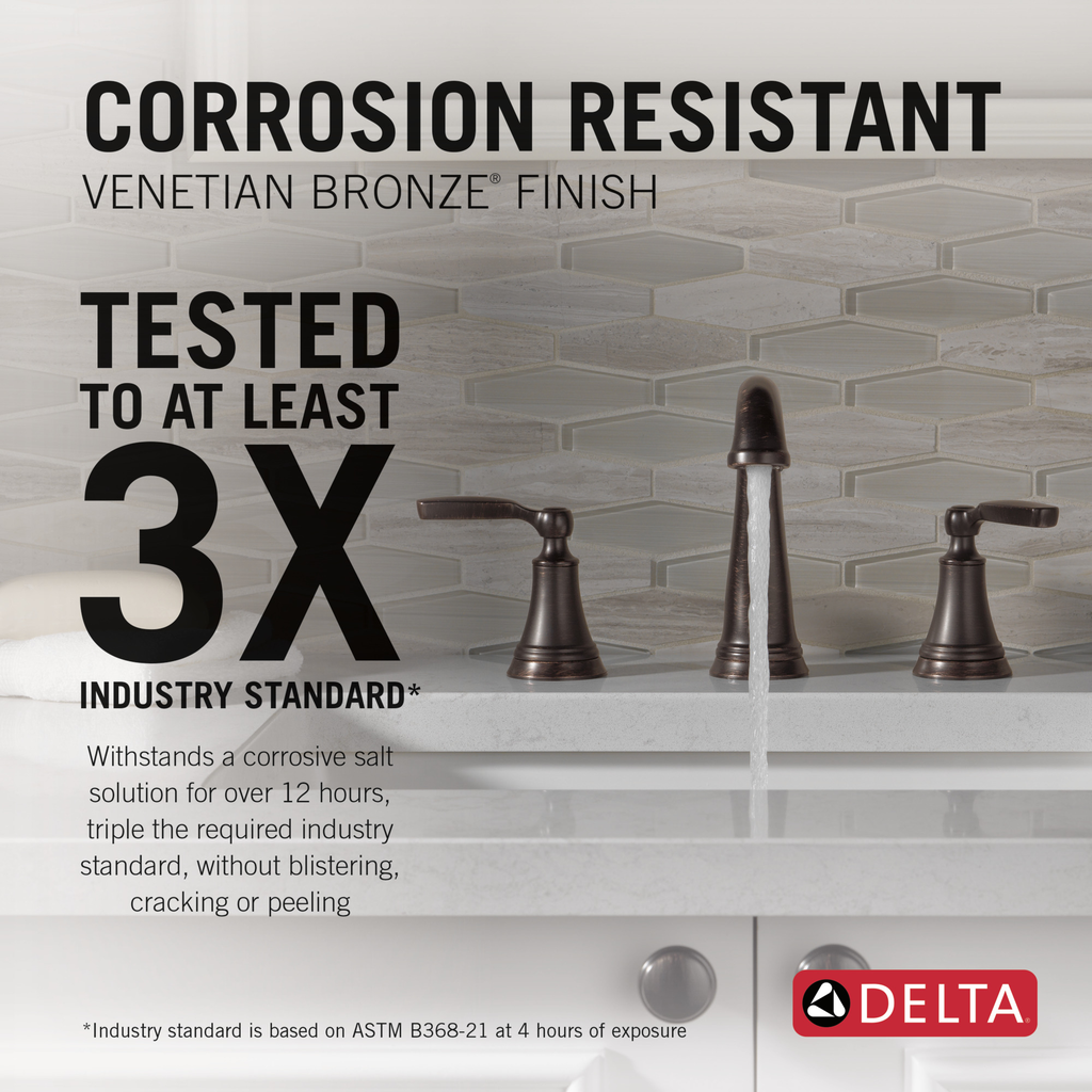 Delta Woodhurst™: Two Handle Widespread Bathroom Faucet - Two Handle Lever - Venetian Bronze