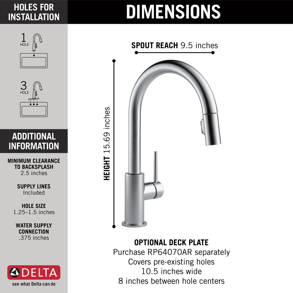 Delta Trinsic®: Single Handle Pull-Down Kitchen Faucet - Single Handle Lever - Arctic Stainless