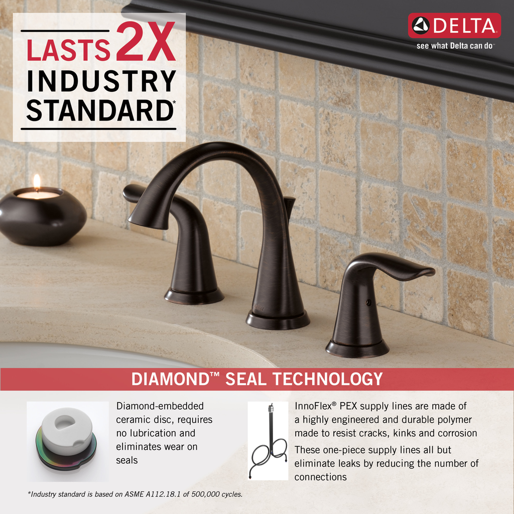 Delta Lahara®: Two Handle Widespread Bathroom Faucet - Two Handle Lever - Venetian Bronze
