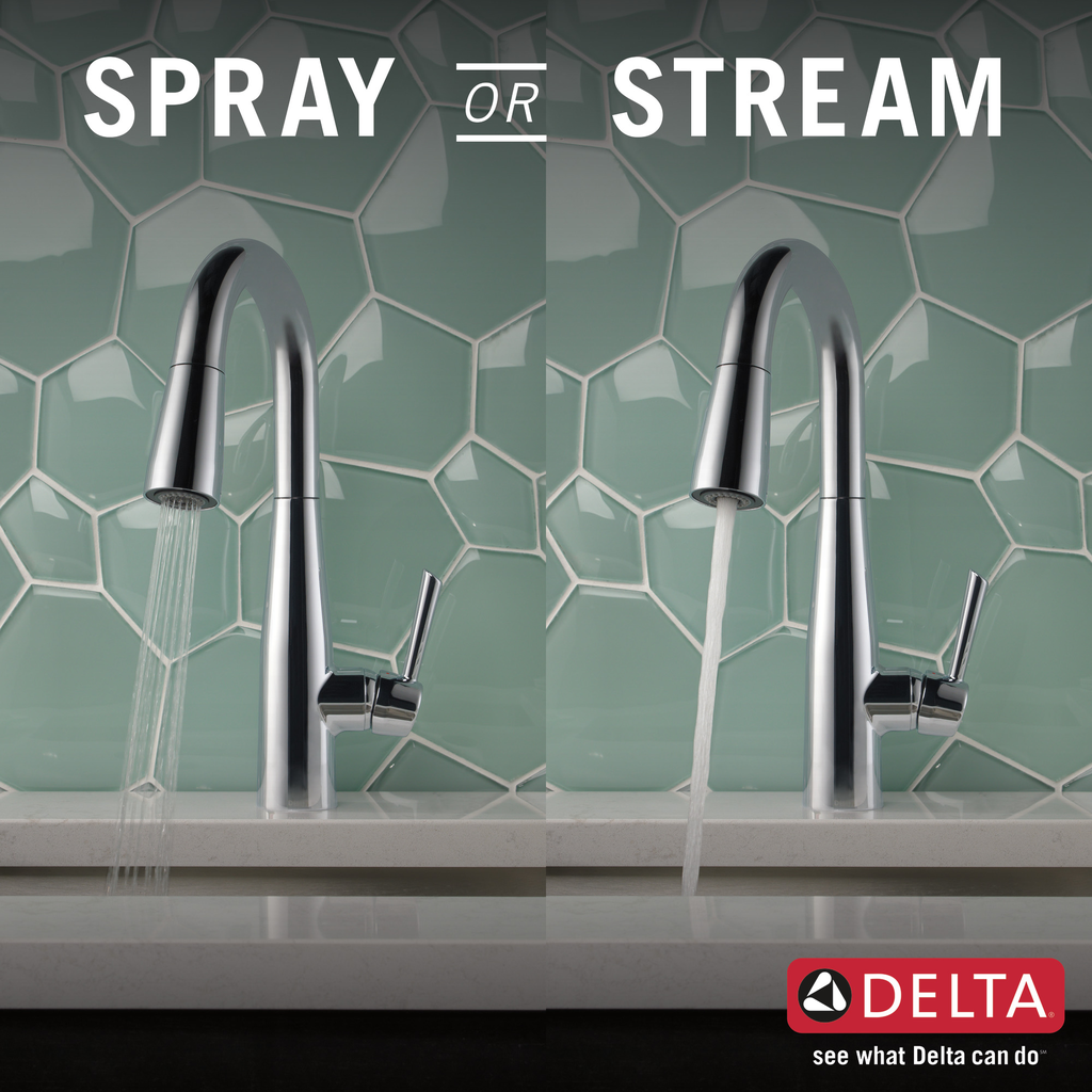Delta Essa®: Single Handle Pull-Down Bar / Prep Faucet - Single Handle Lever - Chrome