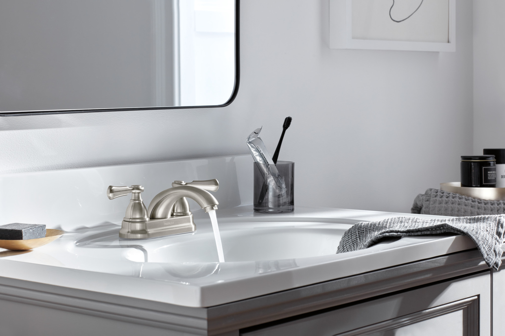 Peerless Elmhurst®: Two-Handle Centerset Bath Faucet - Two Handle Lever - Brushed Nickel