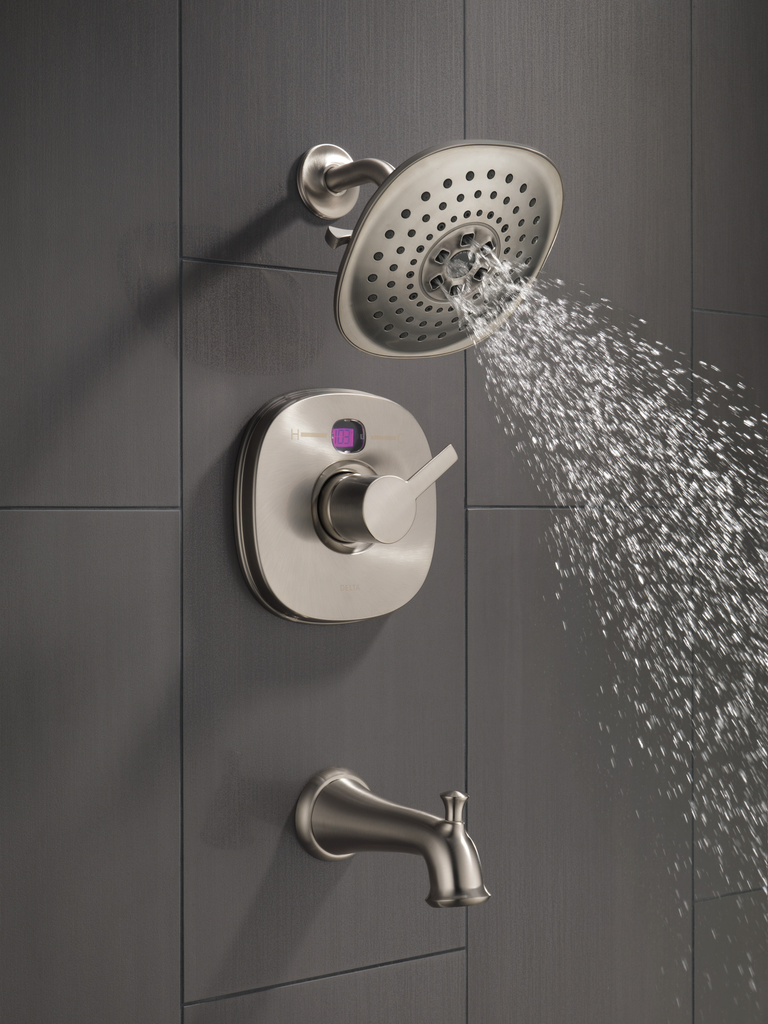 Delta Lahara®: Tub Spout - Pull-Up Diverter - Stainless