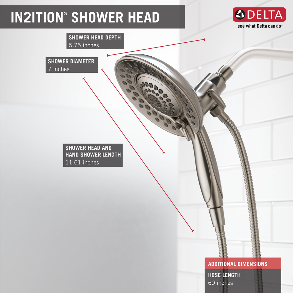 Delta Universal Showering Components: In2Ition® 5-Setting Two-In-One Shower - Stainless