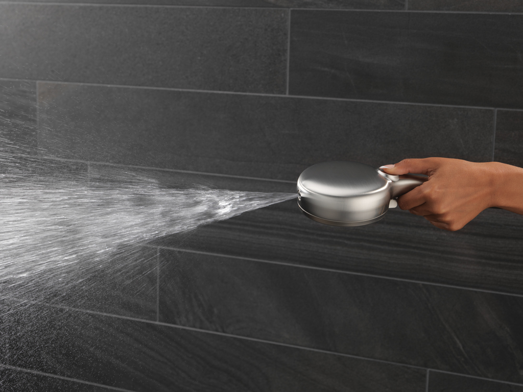 Delta Universal Showering Components: 7-Setting Slide Bar Hand Shower With Cleaning Spray - Lumicoat® Stainless