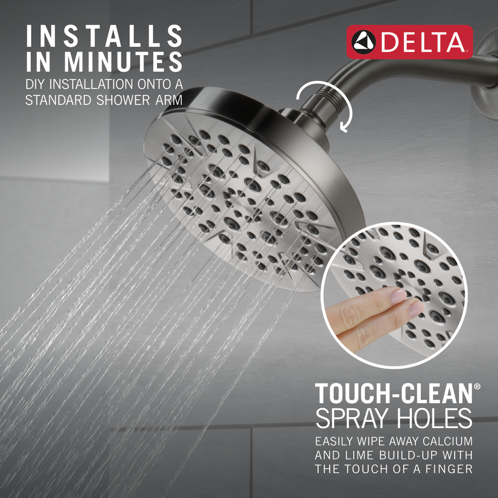 Delta Universal Showering Components: 5-Setting Showerhead - Stainless