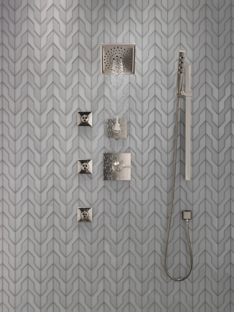 Delta Universal Showering Components: Square Wall Elbow For Hand Shower - Stainless