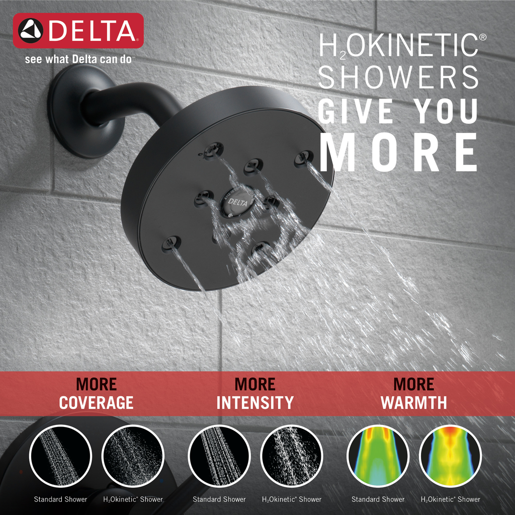 Delta Trinsic®: Monitor® 14 Series H2Okinetic® Shower Trim - Single Handle Lever - Matte Black