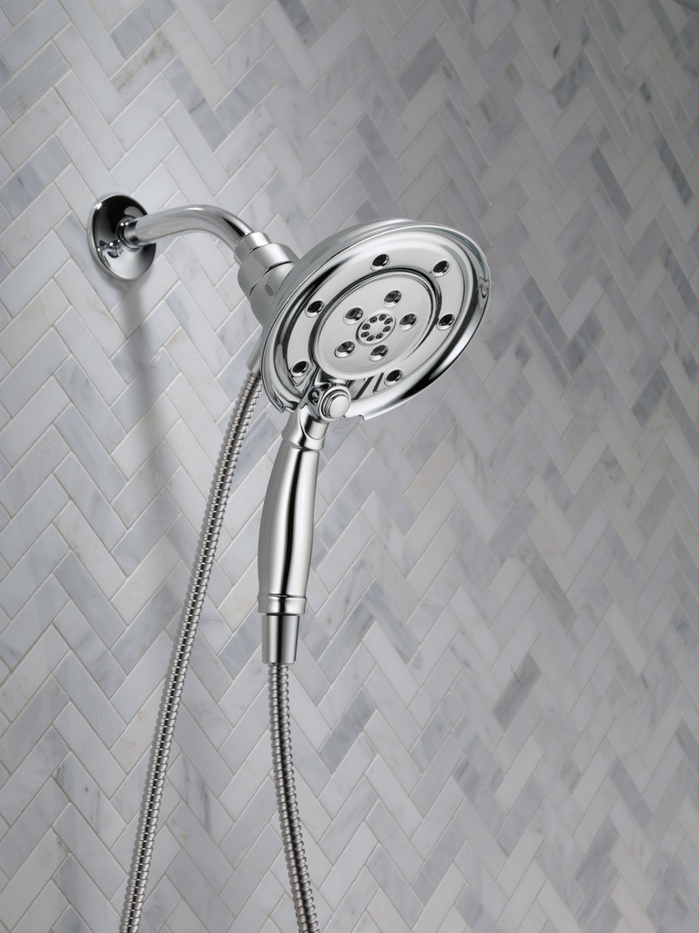 Delta Universal Showering Components: H2Okinetic® In2Ition® 4-Setting Two-In-One Shower - Chrome