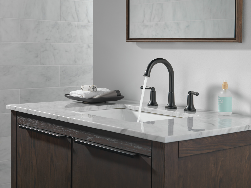 Delta Saylor™: Two Handle Widespread Bathroom Faucet - Two Handle Lever - Matte Black