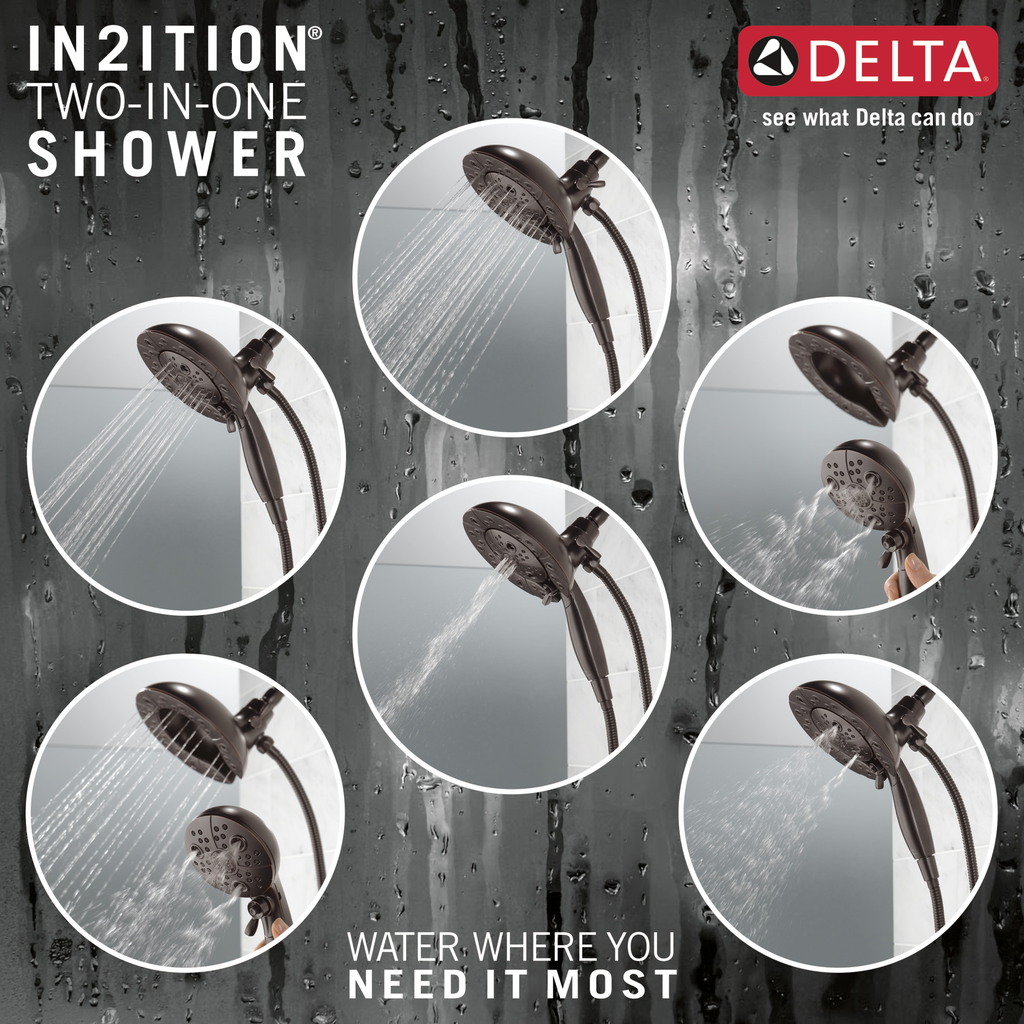 Delta Universal Showering Components: H2Okinetic® In2Ition® 5-Setting Two-In-One Shower - Venetian Bronze