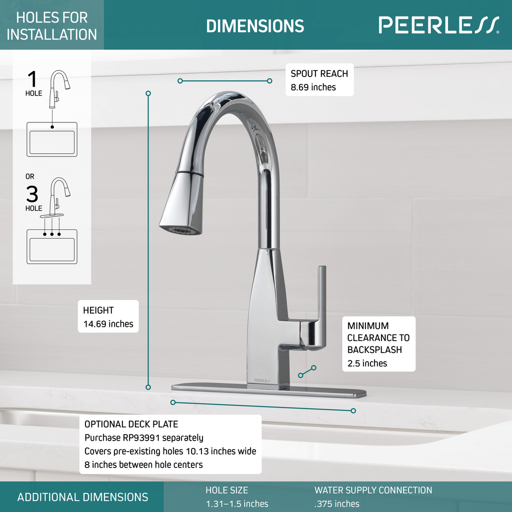 Peerless Xander®: Single Handle Pulldown Kitchen - Single Handle Lever - Chrome