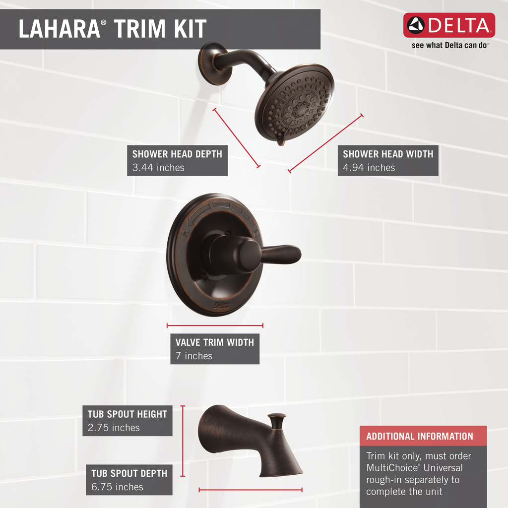 Delta Lahara®: Monitor® 14 Series Tub & Shower Trim - Single Handle Lever - Venetian Bronze