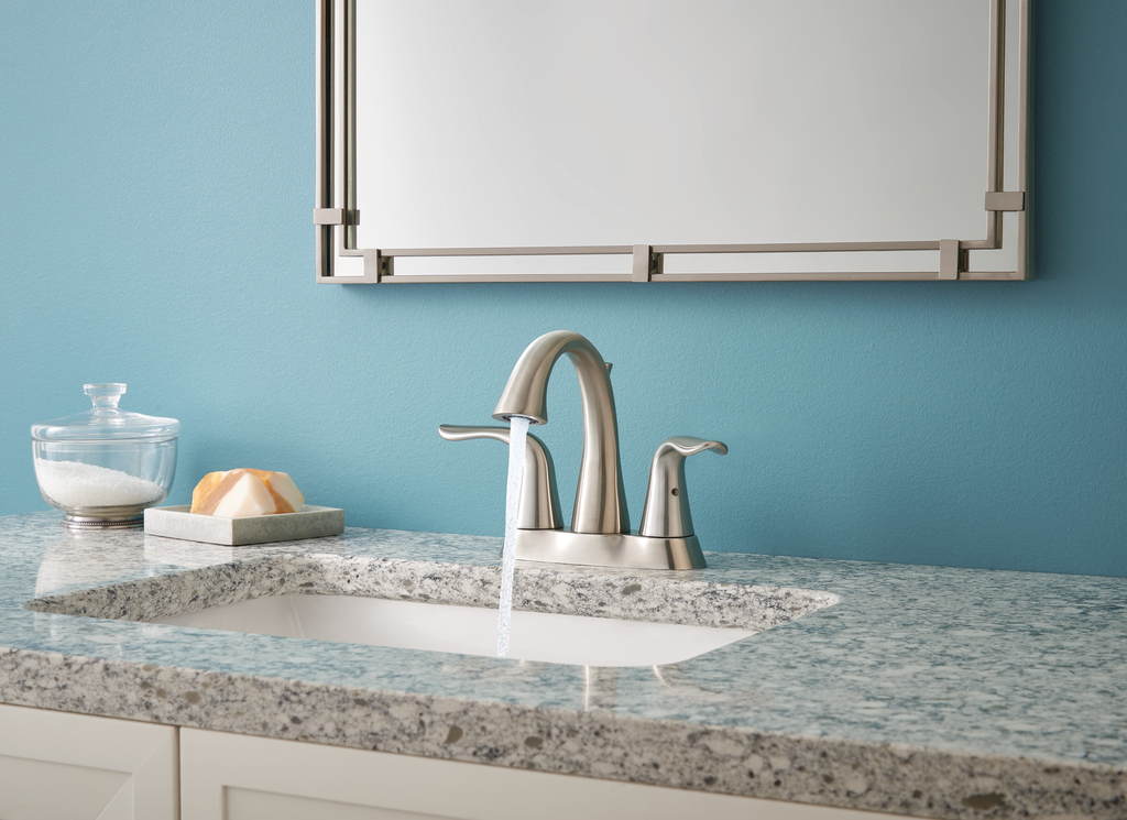 Delta Lahara®: Two Handle Centerset Bathroom Faucet - Two Handle Lever - Stainless
