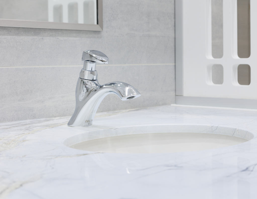 Commercial 87T: Single Hole Metering Slow-Close Bathroom Faucet - Single Handle Lever - Chrome