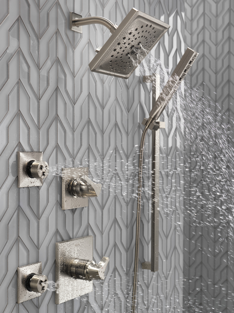 Delta Universal Showering Components: Square Wall Elbow For Hand Shower - Stainless