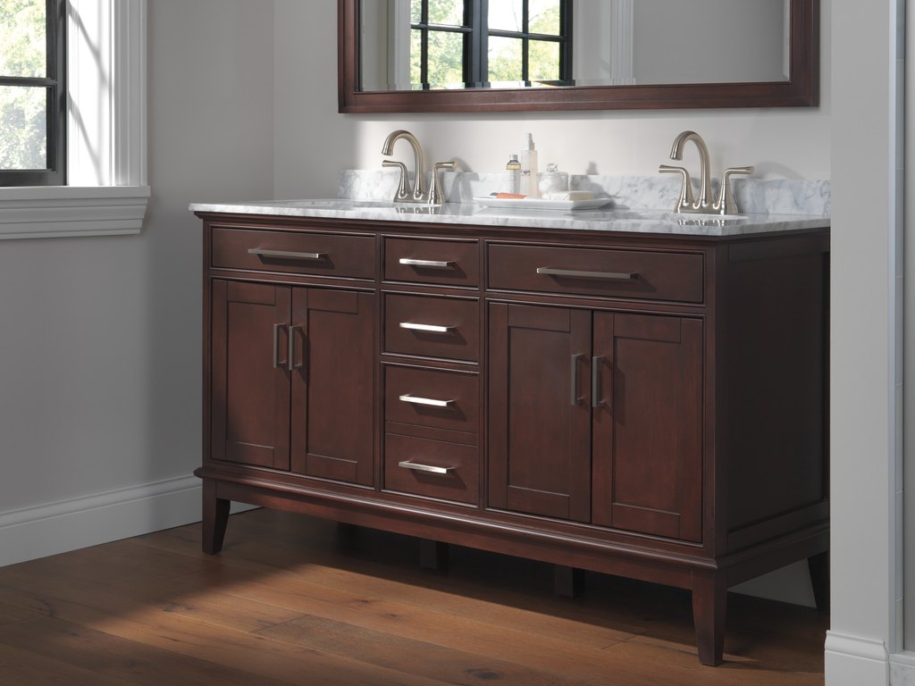 Delta Kayra®: Two Handle Centerset Bathroom Faucet - Two Handle Lever - Stainless
