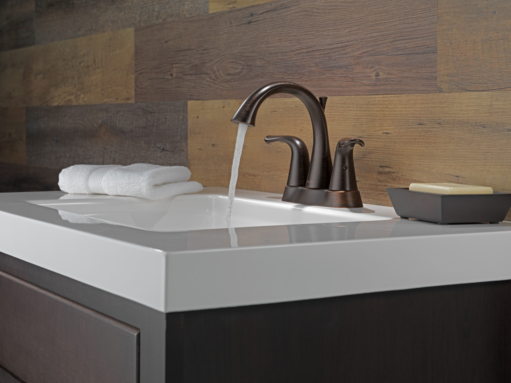 Delta Lahara®: Two Handle Centerset Bathroom Faucet - Two Handle Lever - Venetian Bronze