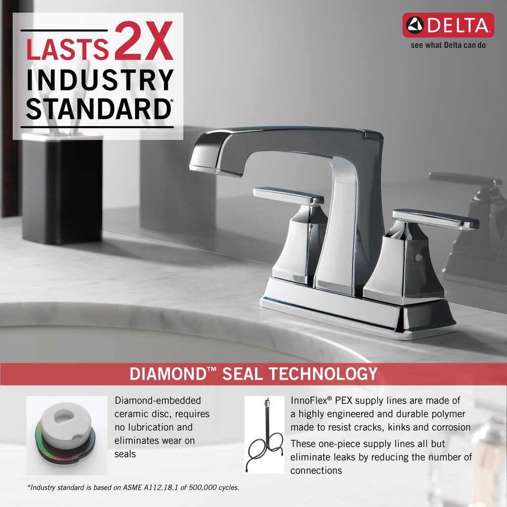 Delta Ashlyn®: Two Handle Centerset Bathroom Faucet - Two Handle Lever - Chrome