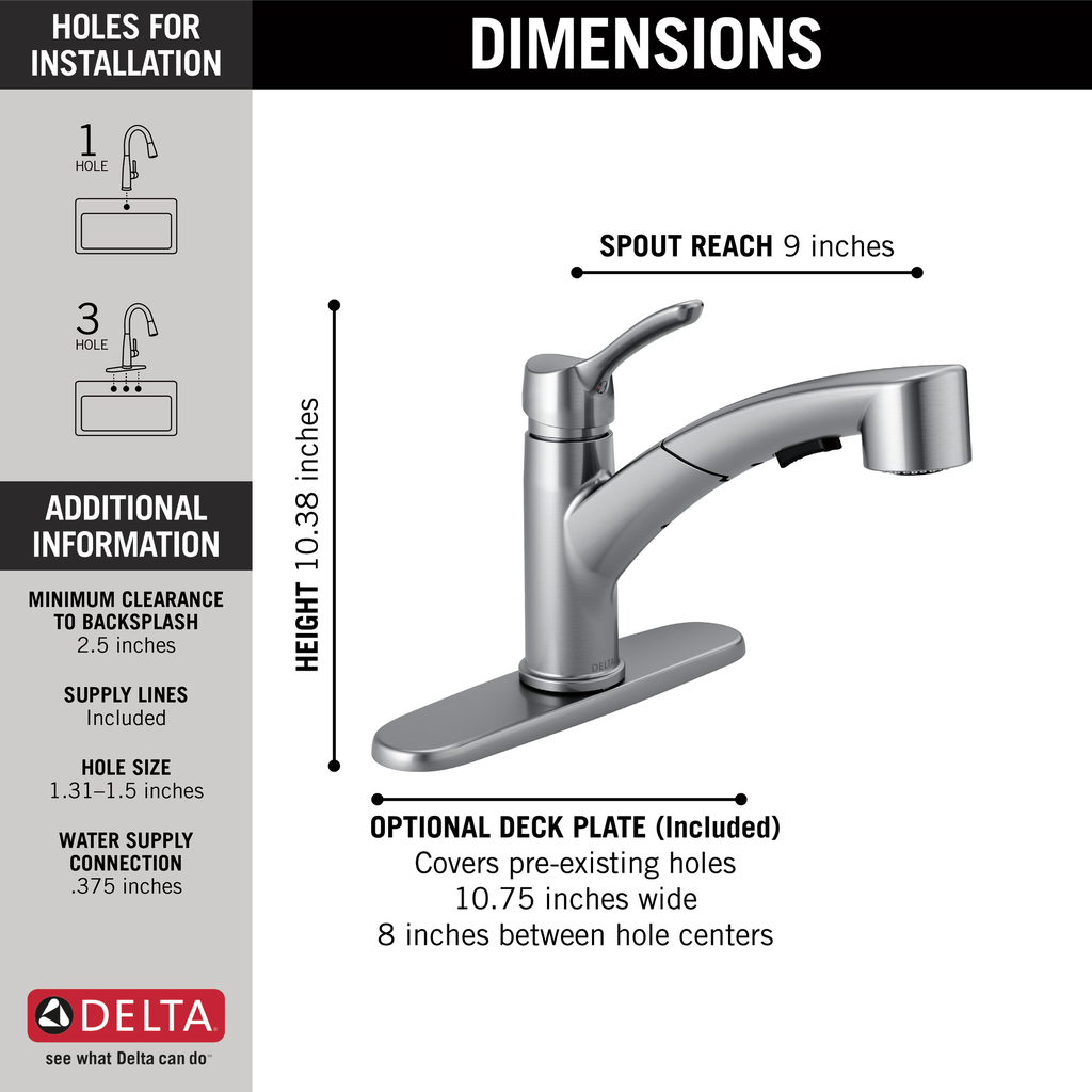 Delta Collins™: Single Handle Pull-Out Kitchen Faucet - Single Handle Lever - Arctic Stainless