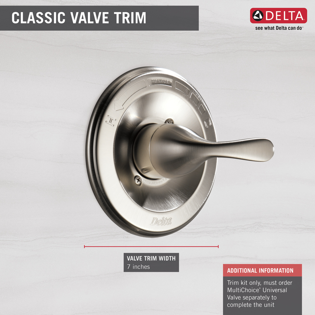 Delta Classic: Monitor® 13 Series Valve Only Trim - Single Handle Lever - Stainless