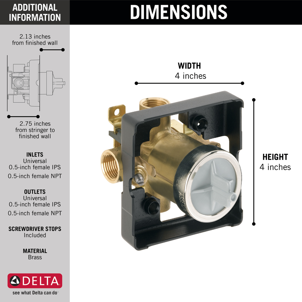 Delta Other: Multichoice® Universal Tub / Shower Rough - Ips Inlets / Outlets
