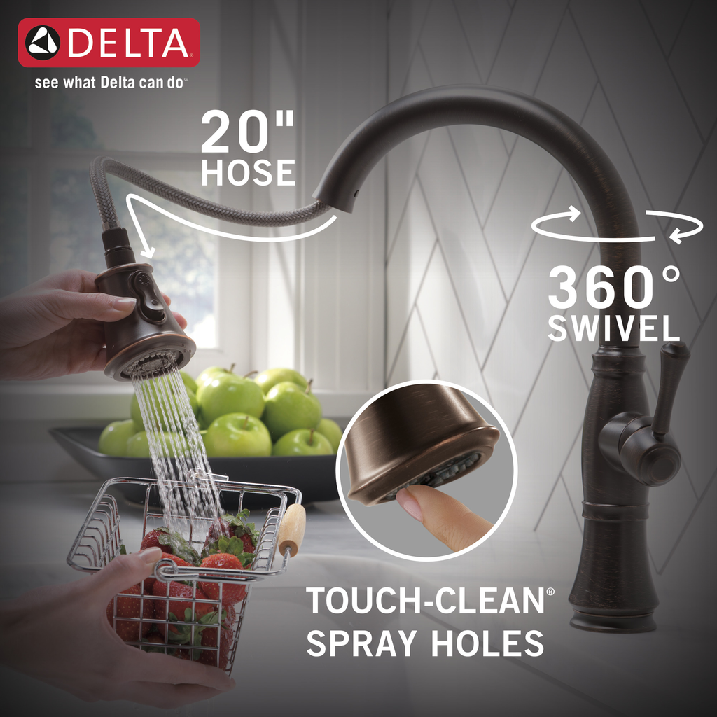 Delta Cassidy®: Single Handle Pull-Down Kitchen Faucet With Shieldspray® Technology - Single Handle Lever - Venetian Bronze