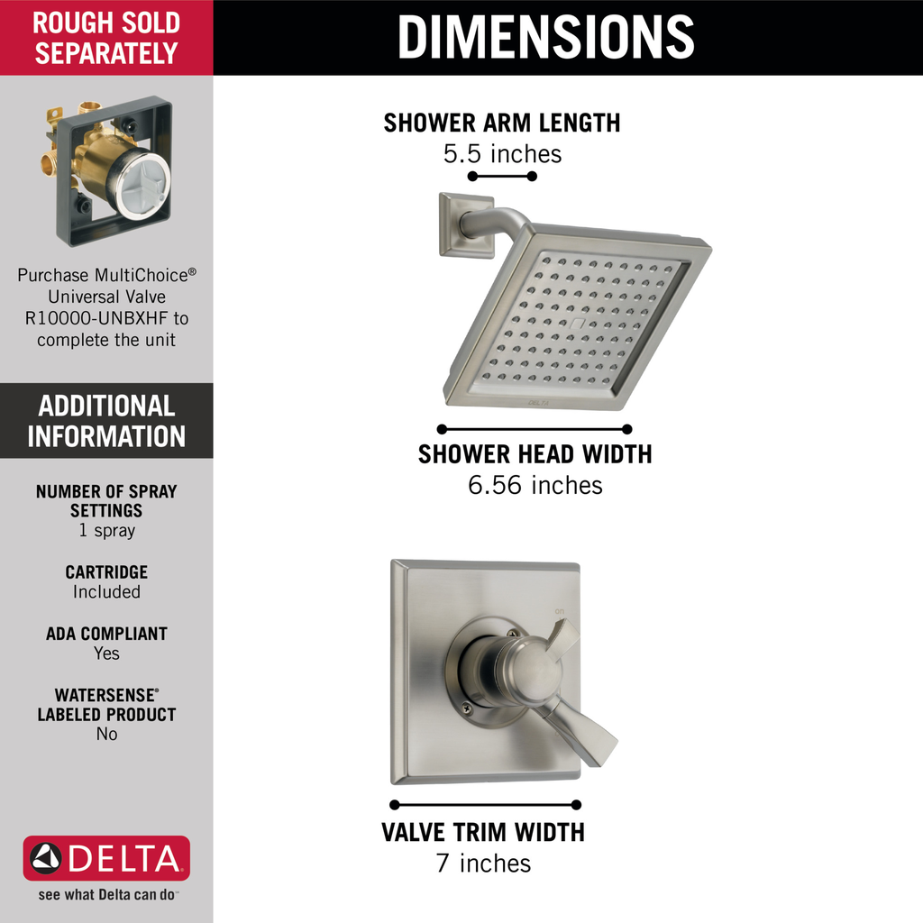 Delta Dryden™: Monitor® 17 Series Shower Trim - Single Handle Lever - Stainless