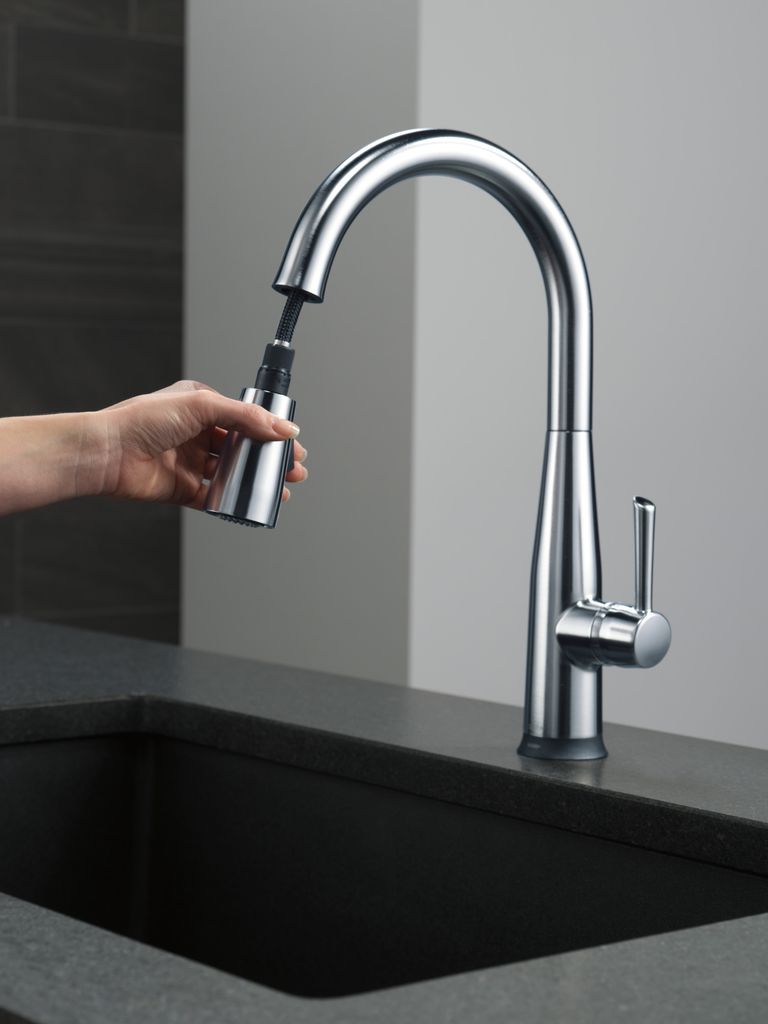 Delta Essa®: Single Handle Pull-Down Kitchen Faucet With Touch2O® Technology - Single Handle Lever - Arctic Stainless